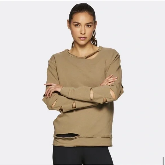 Álala - Edgy Distressed Brown Long Sleeve Cypher Sweatshirt- size Medium - Picture 11 of 14